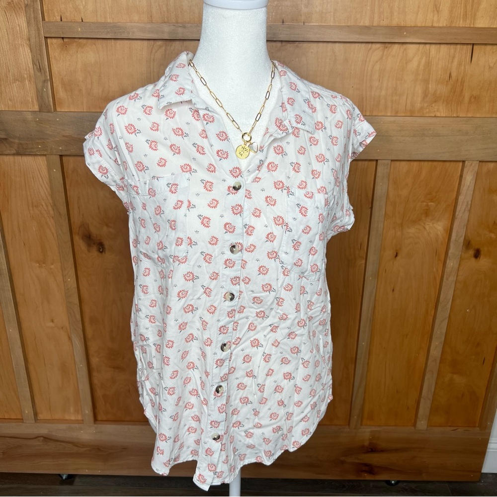 Jachs Girlfriend NY | Size Small| Floral Tunic Button-Up Women's Top | Buttery